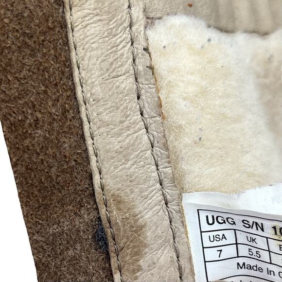 UGG Rosen Tall Boots Brown Leather Shearling Zip Buckle Women’s 7 Casual Winter - Picture 12 of 16